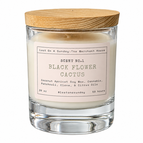 Black Flower Cactus Candle, 20 oz.