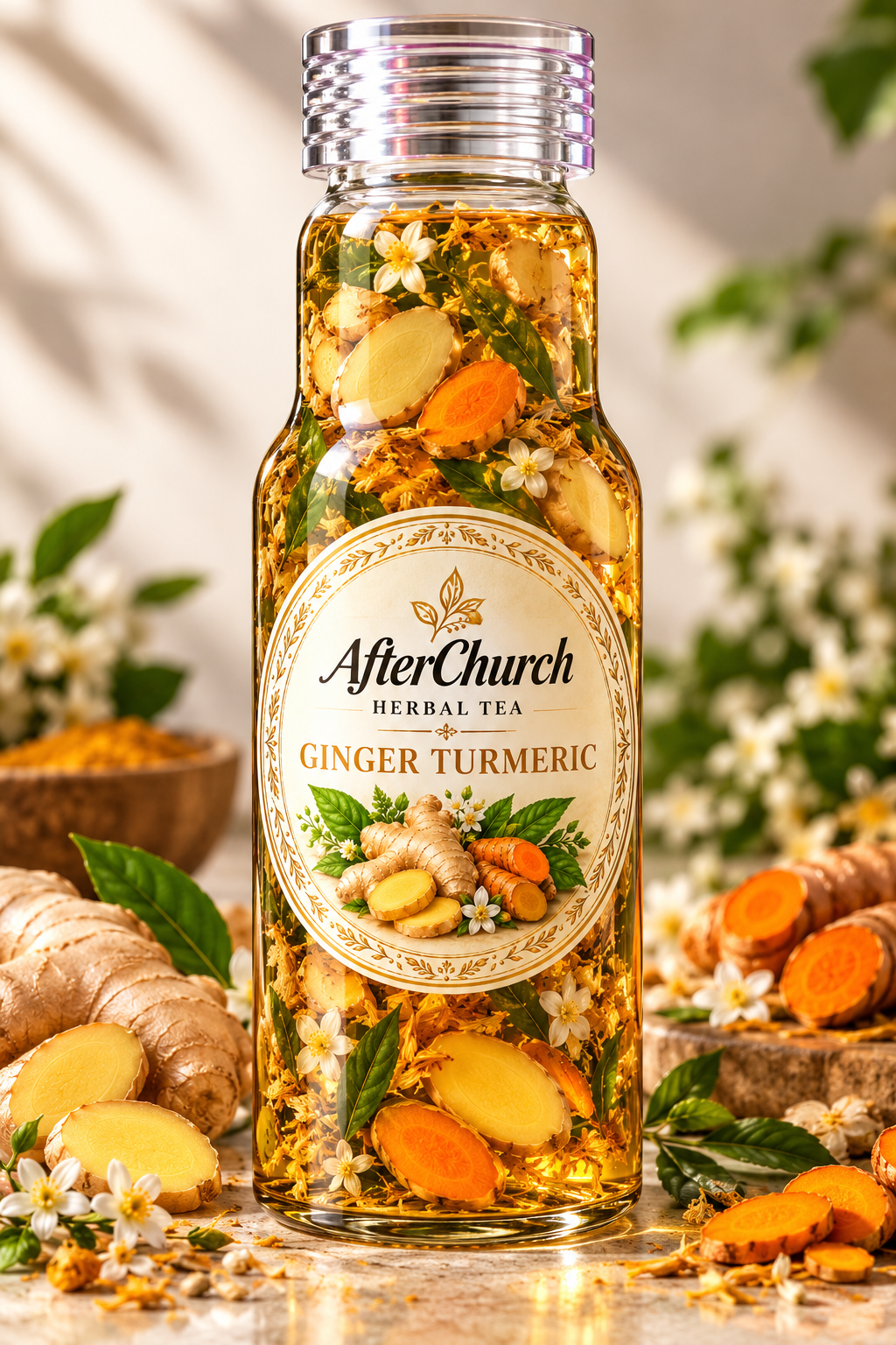 AfterChurch Ginger Turmeric Herbal Tea.
